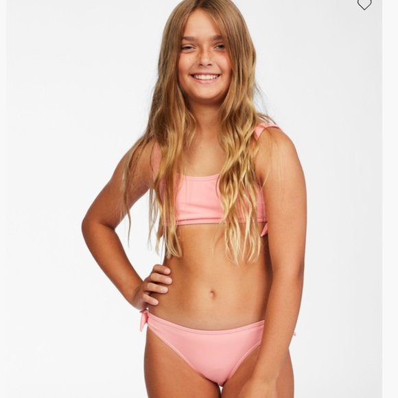 NWT Billabong Lil Love Palms Tank Bikini Set Girls size 4 / XXS pink